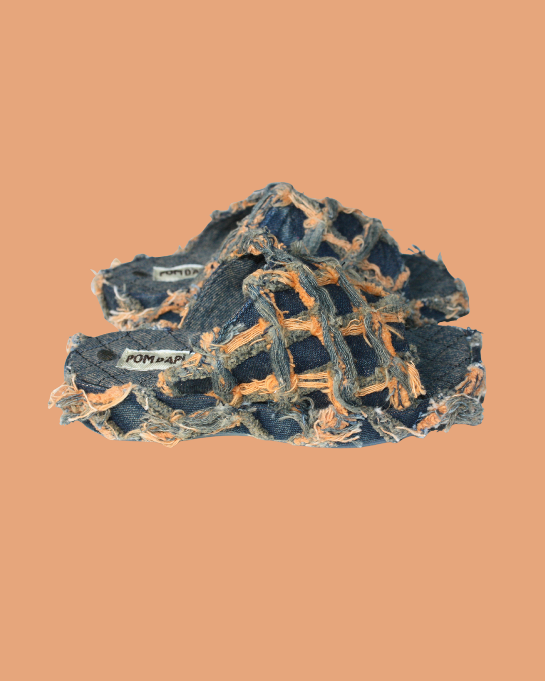 Mules en jean et carreaux oranges pointure 31