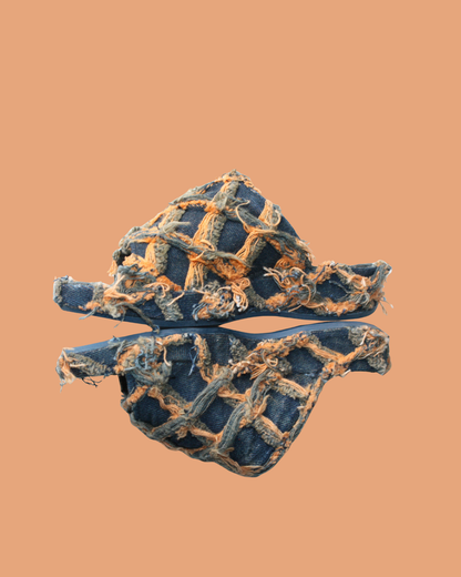 Mules en jean et carreaux oranges pointure 31