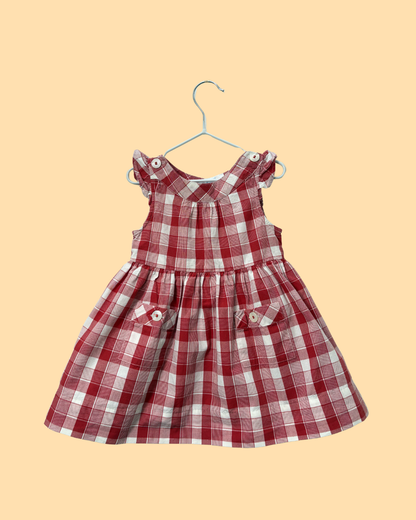 Robe à carreaux rouges 12 mois