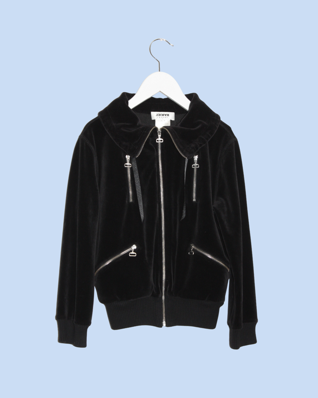 Sweatshirt noir en velours peau de pêche 8 ans