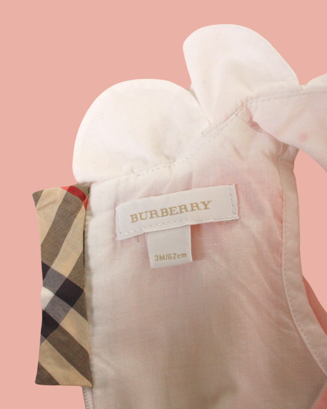 Robe en coton blanche et rose à col corolle 3 mois