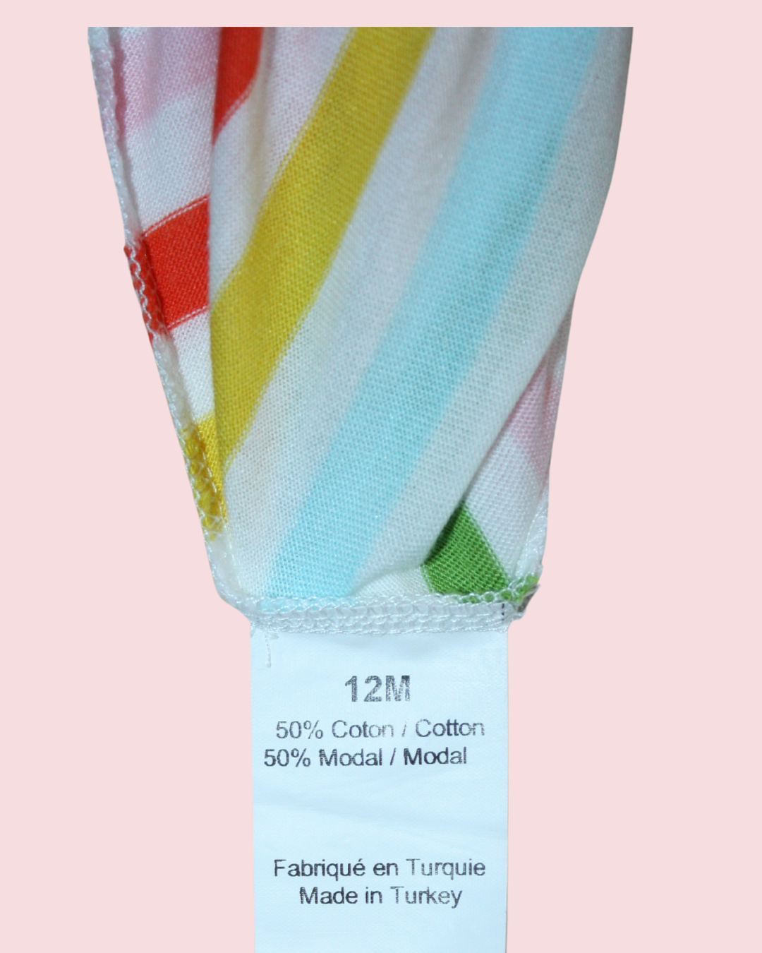 Ensemble robe et bloomer en coton rayée 12 mois