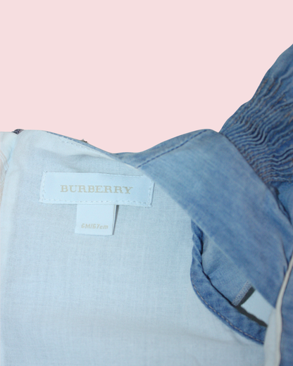 Robe bleue en chambray à détails plissés 6 mois