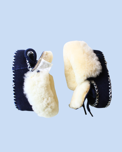 Mocassins en peau de mouton bleus taille 16