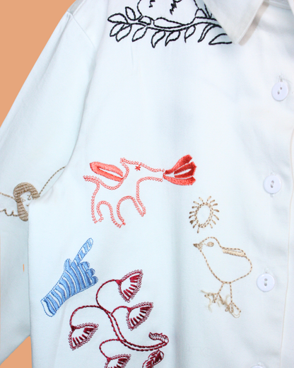 Chemise blanche brodée 6 ans