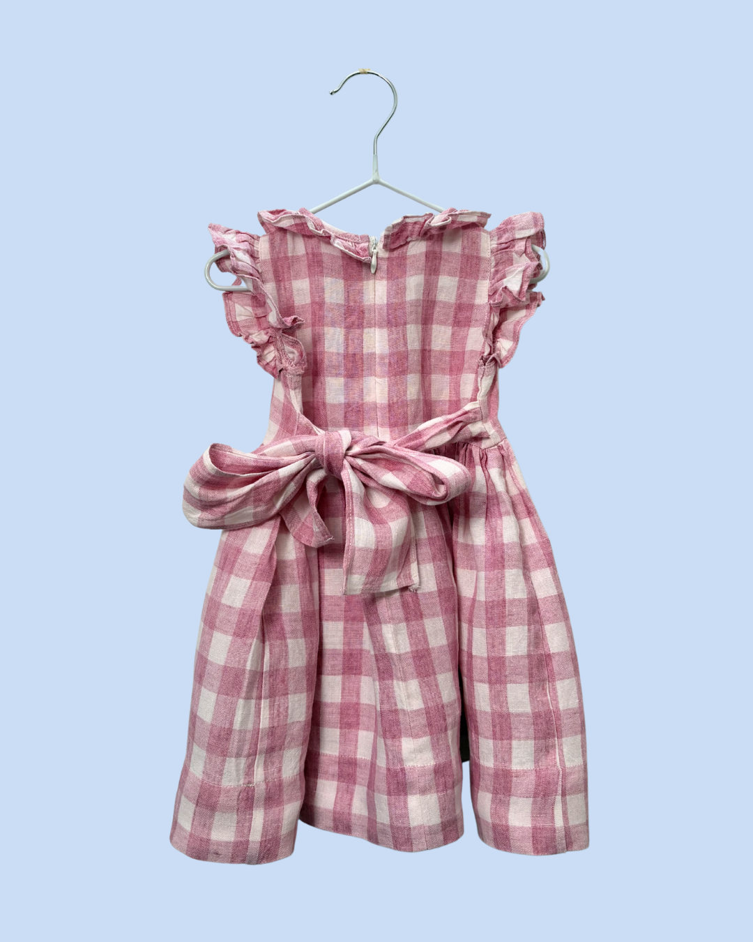 Il Gufo - Robe à carreaux en lin rose 9 mois