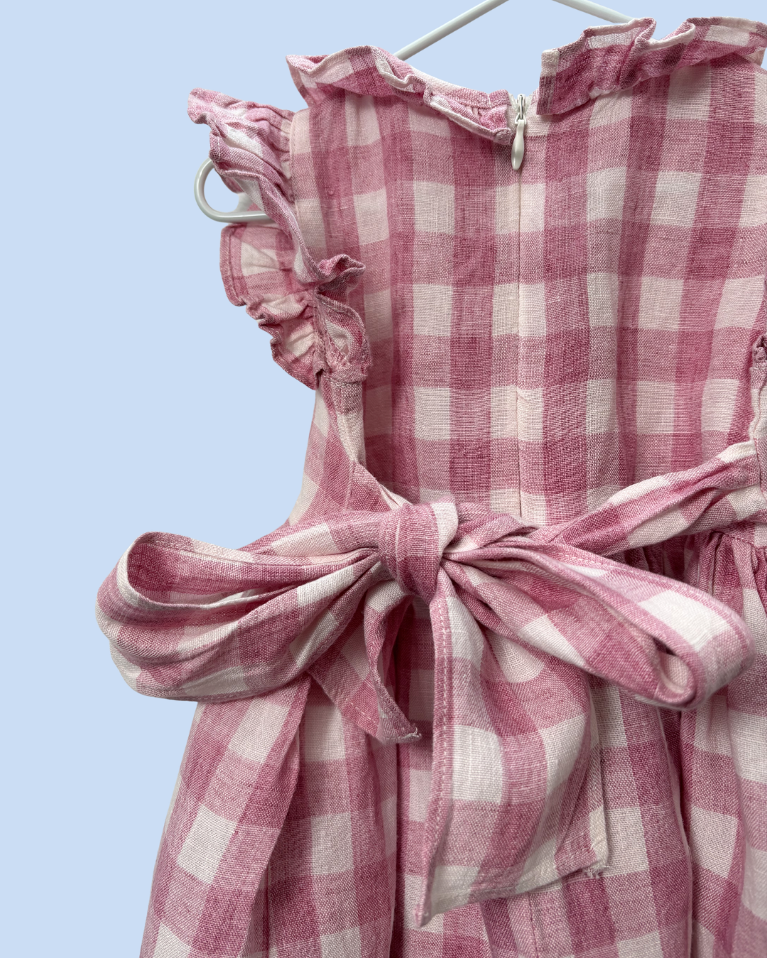 Il Gufo - Robe à carreaux en lin rose 9 mois