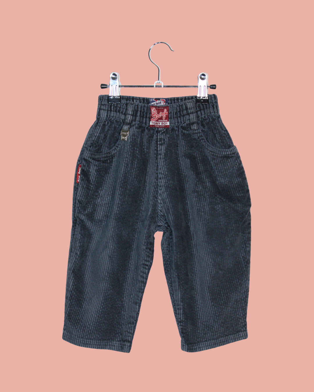 Pantalon vintage 90s en velours cotelé bleu 18 mois