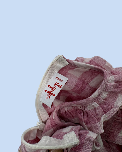 Il Gufo - Robe à carreaux en lin rose 9 mois