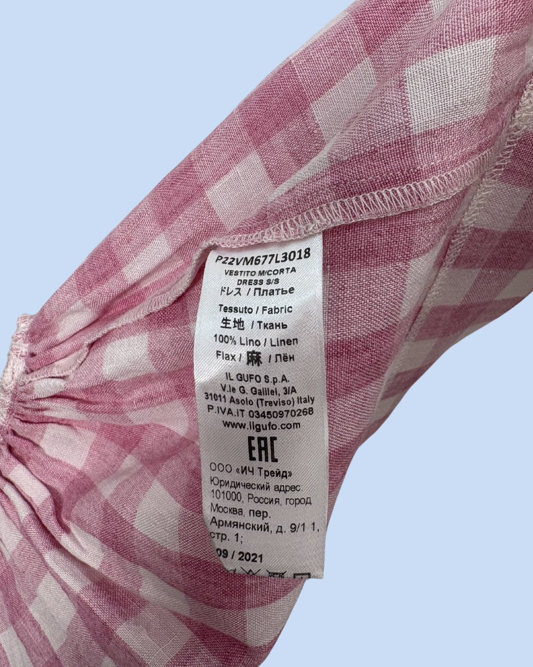 Il Gufo - Robe à carreaux en lin rose 9 mois