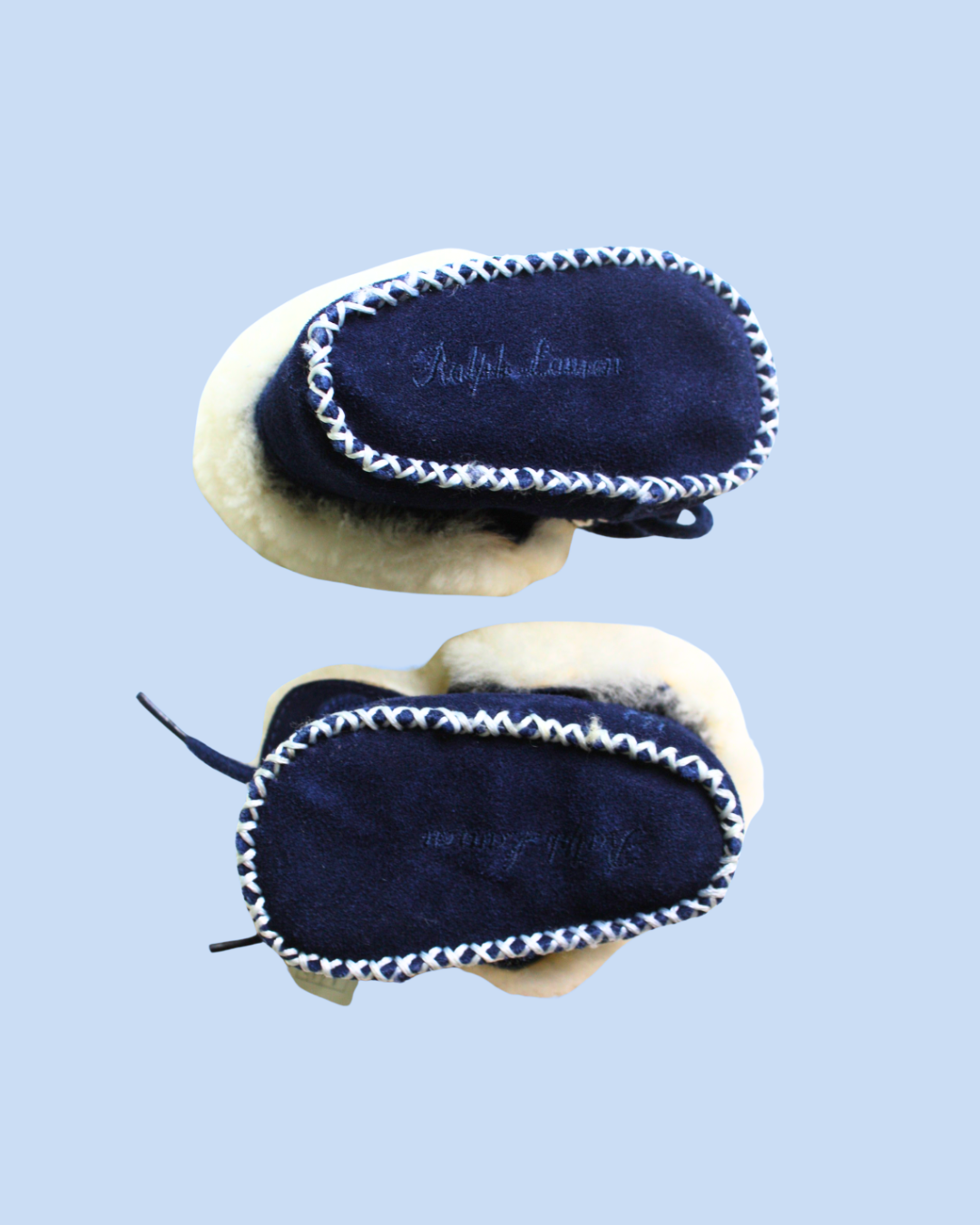 Mocassins en peau de mouton bleus taille 16