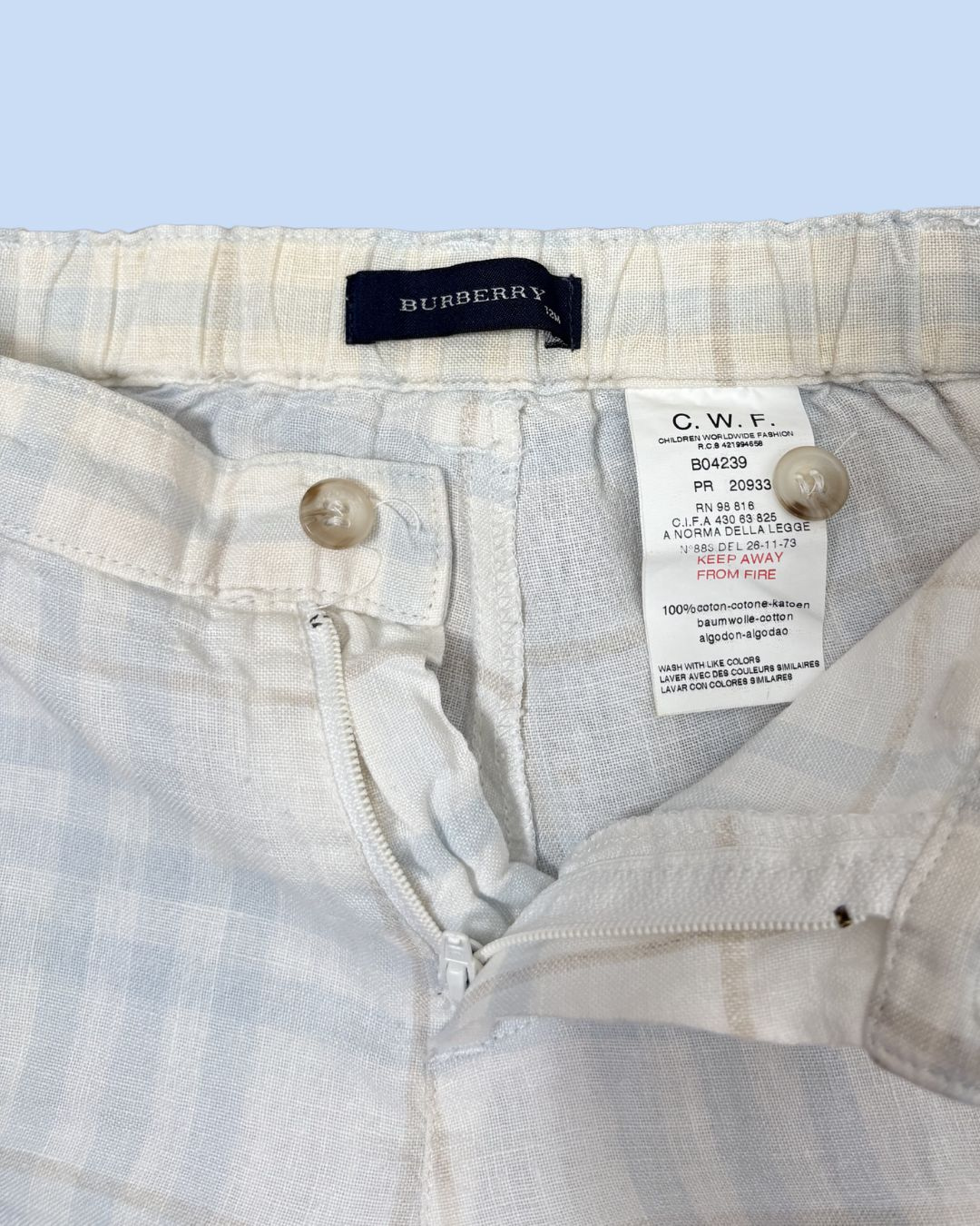 Bermuda en tartan beige et bleu clair 12 mois