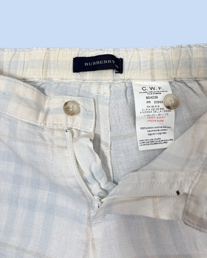 Bermuda en tartan beige et bleu clair 12 mois