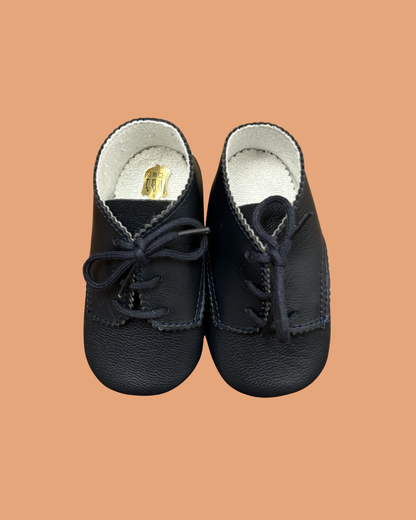 Chaussures vintage en cuir bleu foncé taille 21