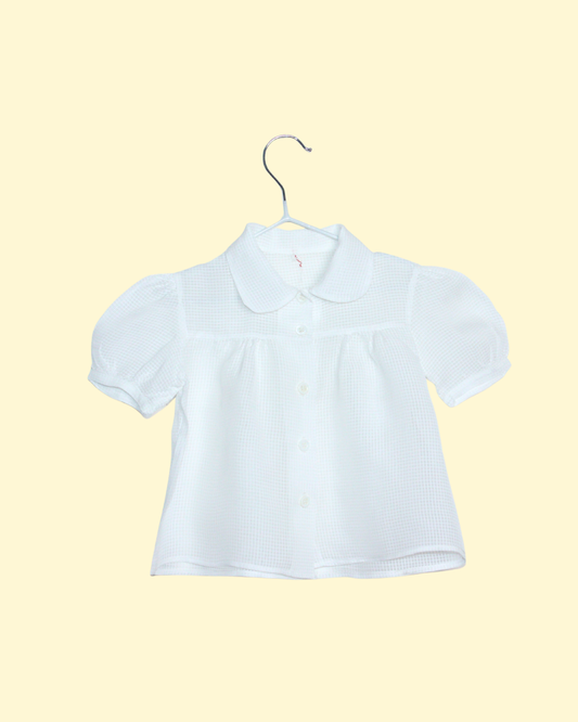 Chemisier blanc vintage 1960s en organza taille 4 ans