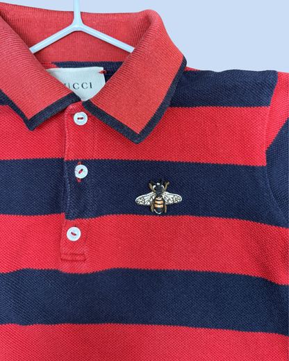 Polo à rayures marines et rouges 3 ans
