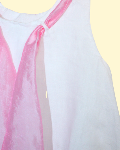 Barboteuse vintage blanche et rose 6 mois