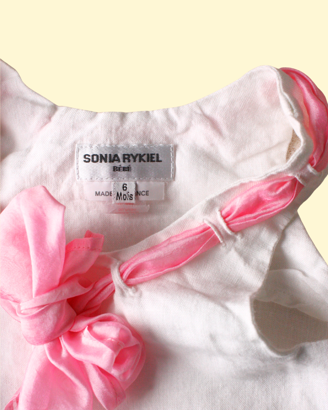 Barboteuse vintage blanche et rose 6 mois