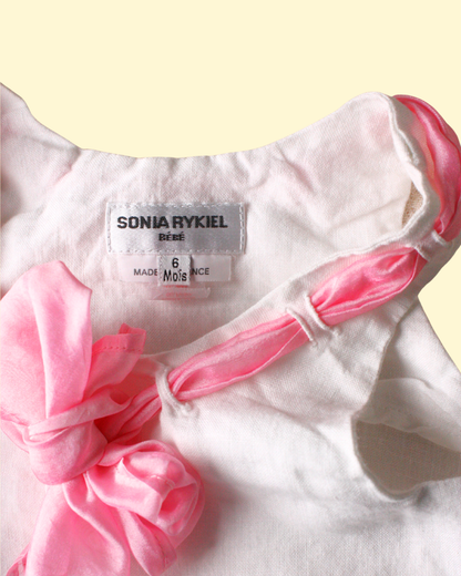 Barboteuse vintage blanche et rose 6 mois