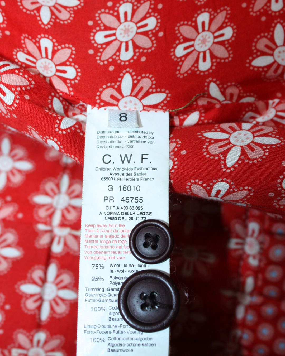 Manteau vintage en laine à carreaux 8 ans