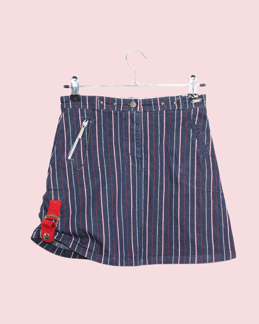 Jupe vintage en jean à rayures