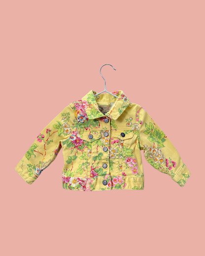 Veste en jean jaune à fleurs 9 mois