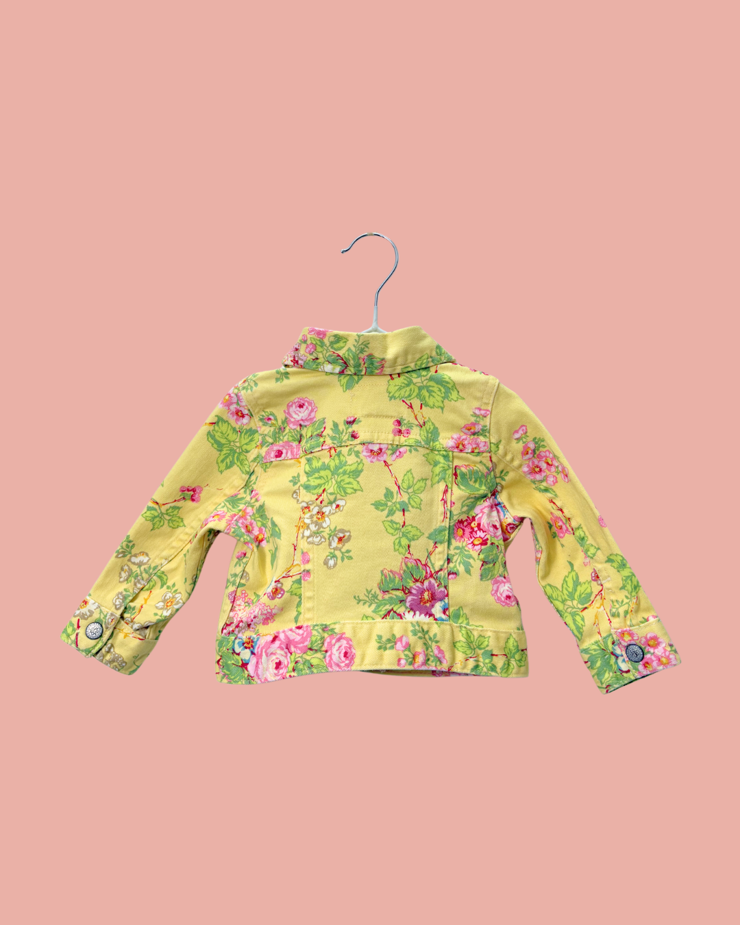 Veste en jean jaune à fleurs 9 mois