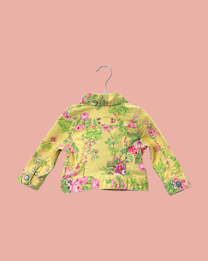 Veste en jean jaune à fleurs 9 mois