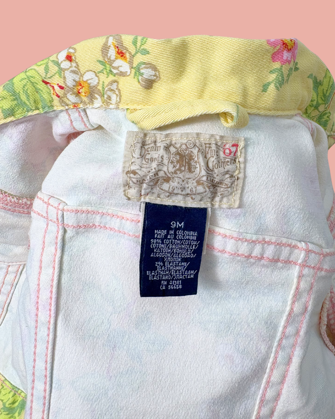 Veste en jean jaune à fleurs 9 mois