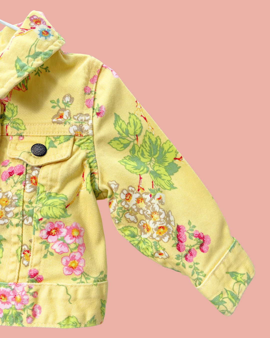 Veste en jean jaune à fleurs 9 mois