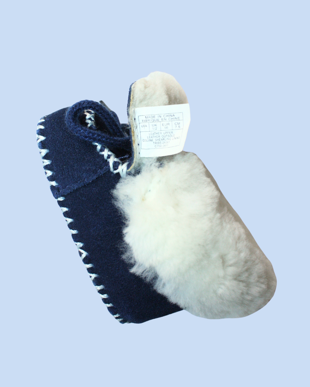 Mocassins en peau de mouton bleus taille 16