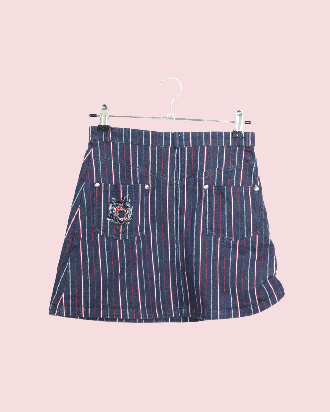 Jupe vintage en jean à rayures
