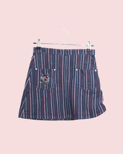 Jupe vintage en jean à rayures