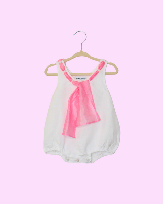 Barboteuse Sonia Rykiel 6 mois blanche et rose en coton