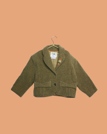 Nina Ricci - Veste vintage en laine et fleurs brodées 2 ans