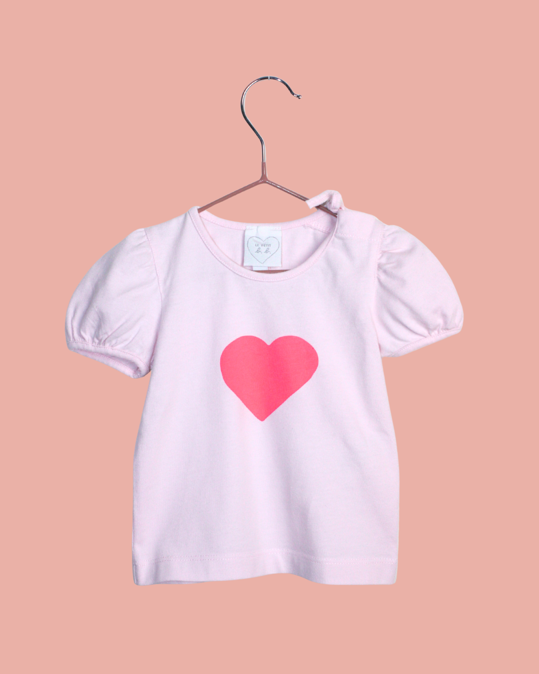 Tee-shirt rose à coeur agnès b. 6 mois