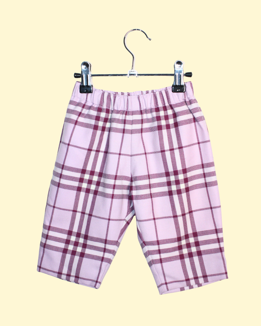 Pantalon Burberry rose en tartan de laine 6 mois