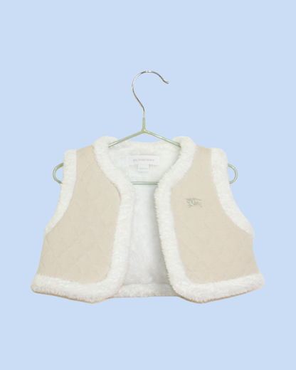 Veste beige Burberry sans manche fourrée 12 mois 