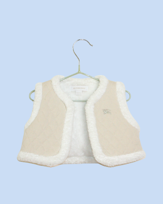 Veste beige Burberry sans manche fourrée 12 mois 