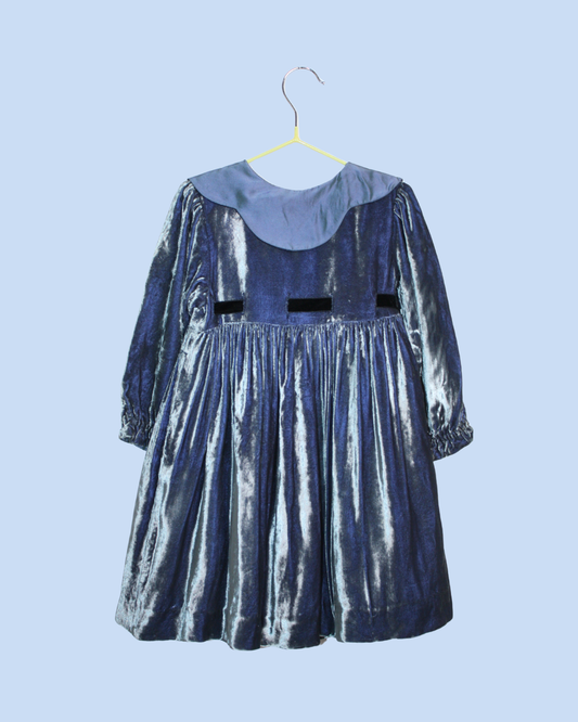 Robe Cacharel vintage en velours bleu taille 2 ans
