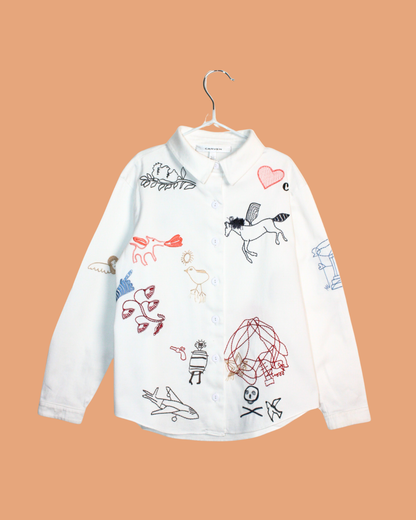Chemise blanche Carven avec broderies 4 ans