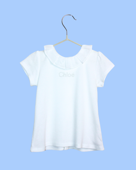 blouse Chloé blanche à col bébé 12 mois