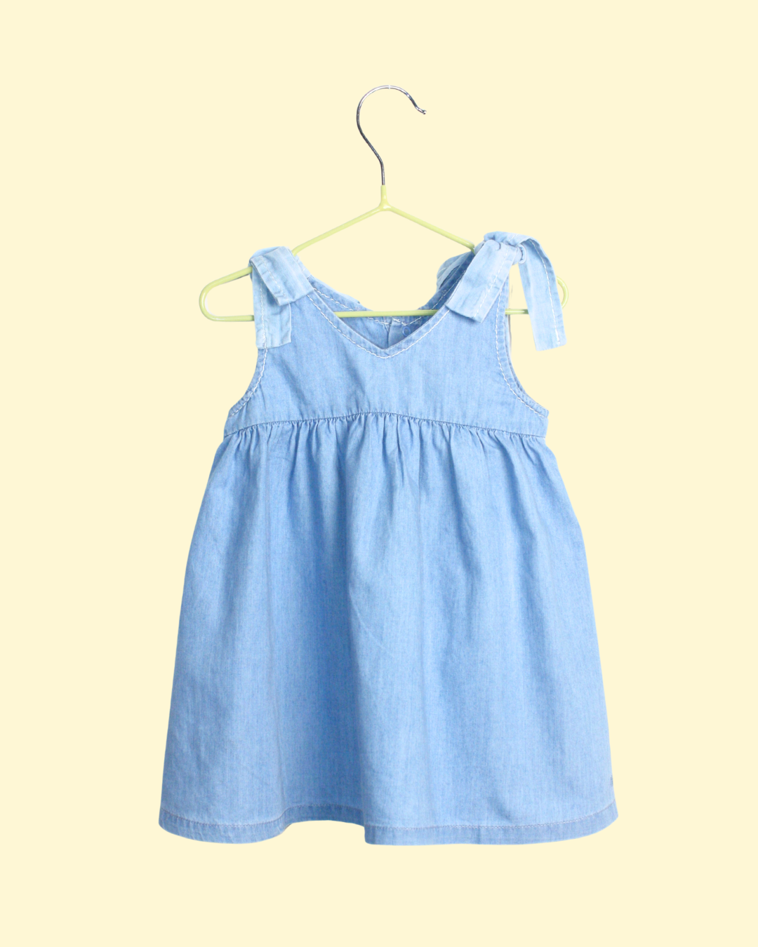 Robe Chloé en chambray bleue pour bébé jusqu'à 6 mois