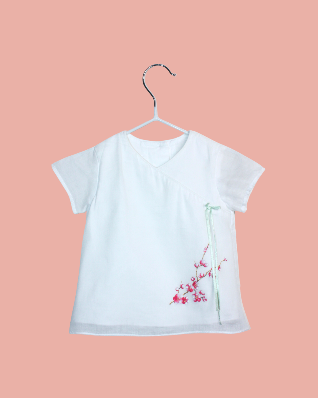 Blouse blanche Baby Dior à fleurs et ruban  3 mois