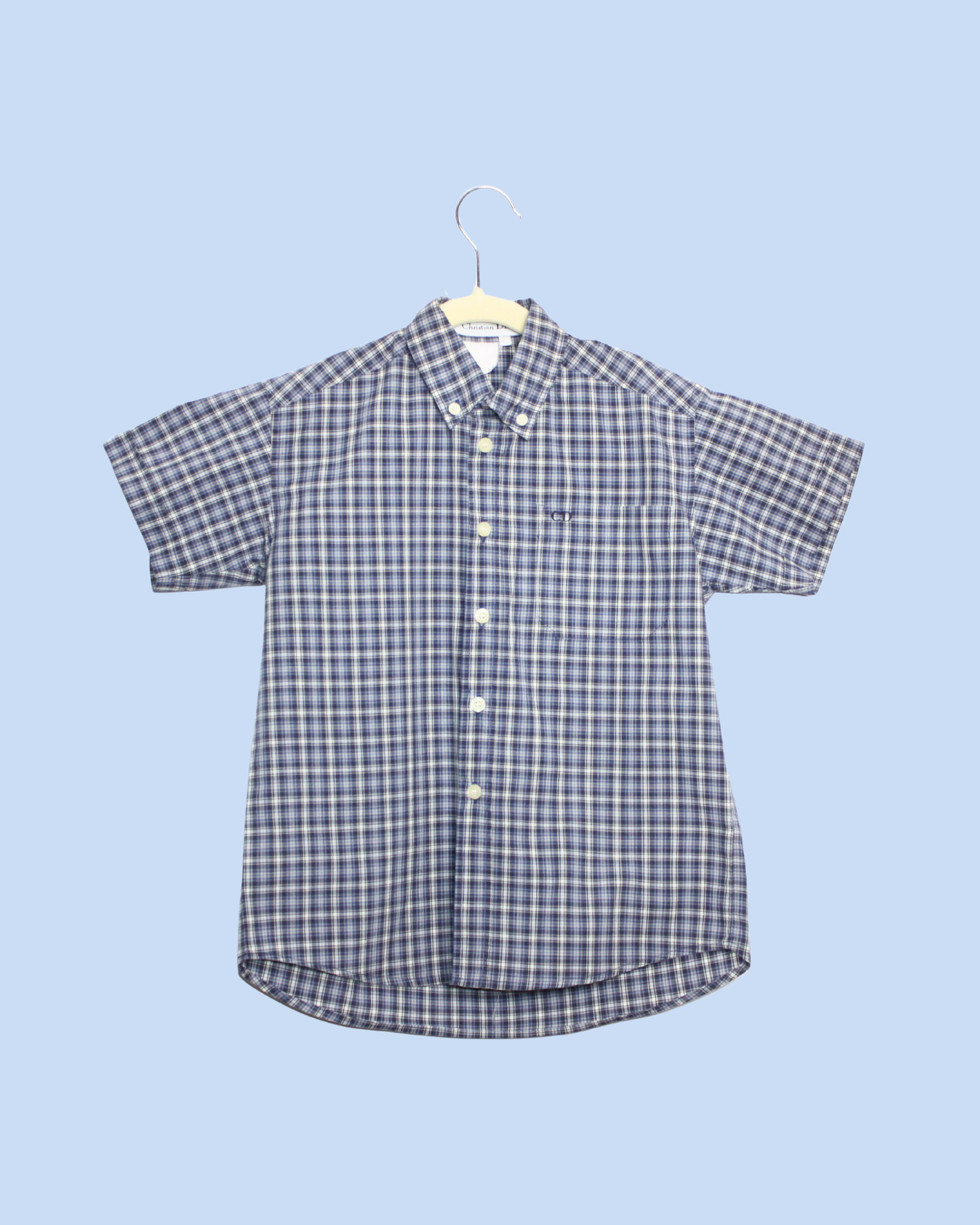 Chemise Dior vintage enfant en taille 6 ans à carreaux bleus