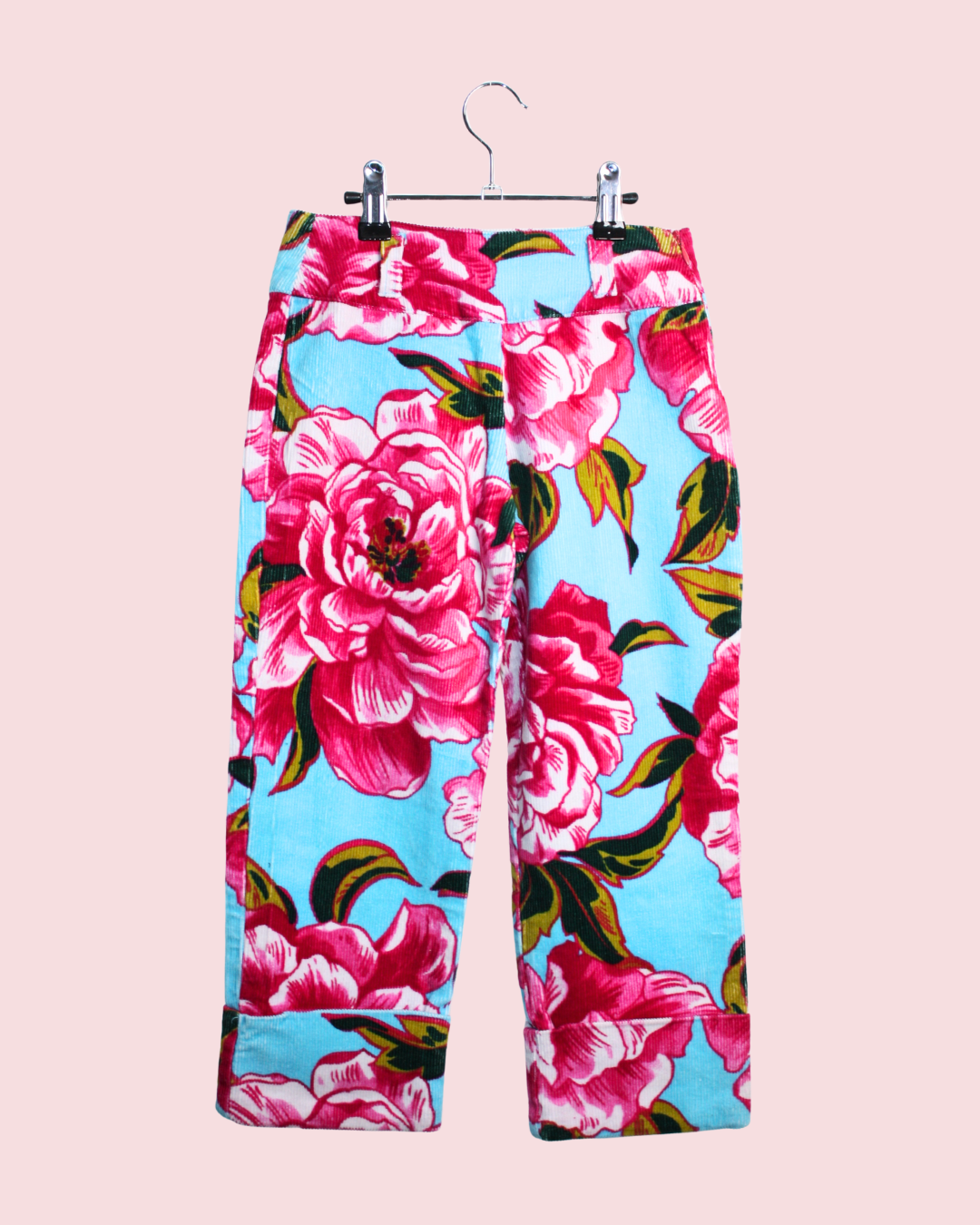 Pantalon Dolce & Gabbana en velours bleu à fleurs roses 8 ans