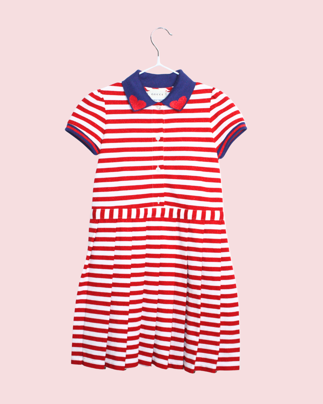 Robe Gucci à rayures et coeurs rouges taille 5 ans