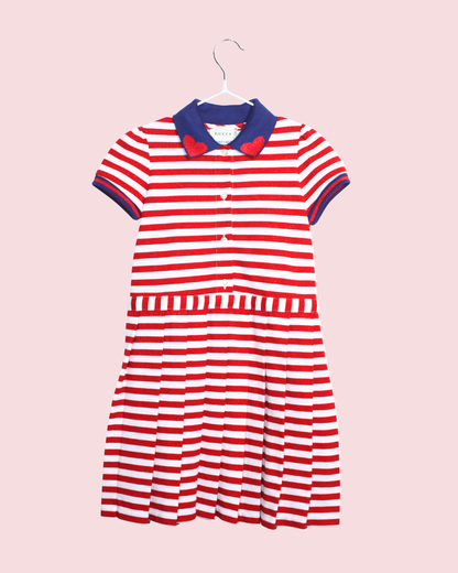 Robe Gucci à rayures et coeurs rouges taille 5 ans