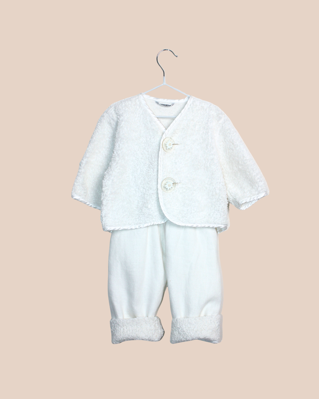 Ensemble Lodenfrey beige et blanc 9 mois