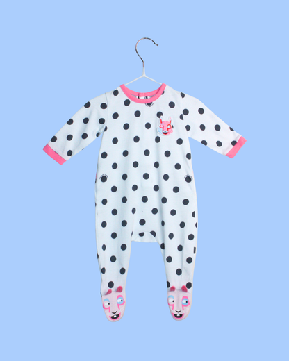 Grenouillère à pois et lapin brodé 1 mois